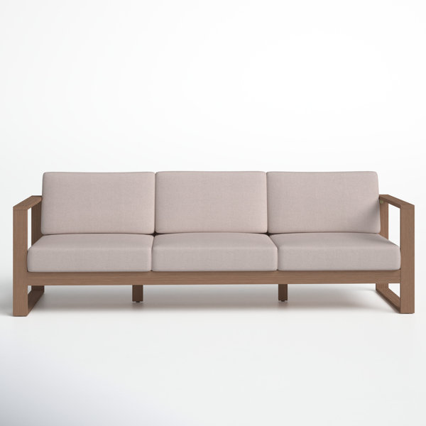 Gavina Outdoor Solid Eucalyptus Wood Sofa with Cushions & Reviews